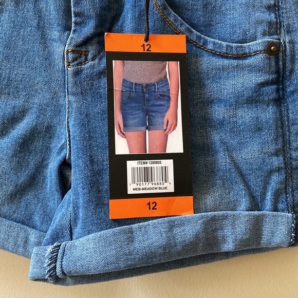 Girls Hudson Roll Cuff Short Stretch Denim Blue 12 NWT - Picture 2 of 7